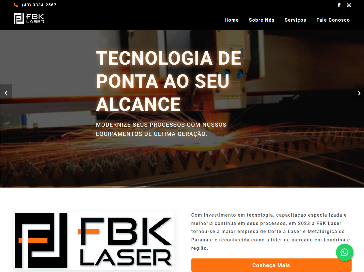 Site comercial Fabreck Laser desenvolvido por Fladu Web