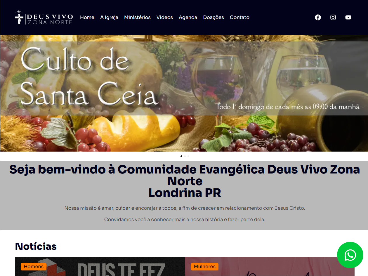 Site institucional Igreja Deus Vivo Zona Norte Londrina